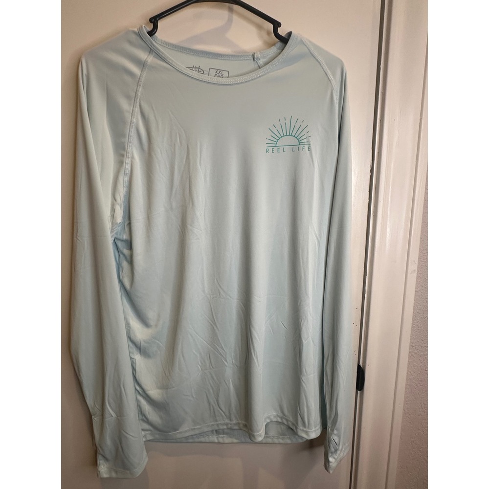 Reel Life Womens XXL Light Blue Long Sleeve Sun Shirt Fishing Performance Top